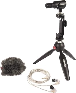 Shure Portable Videography Bundle with SE215 Earphones, MV88+ Video Kit and AMV88-Fur Windjammer