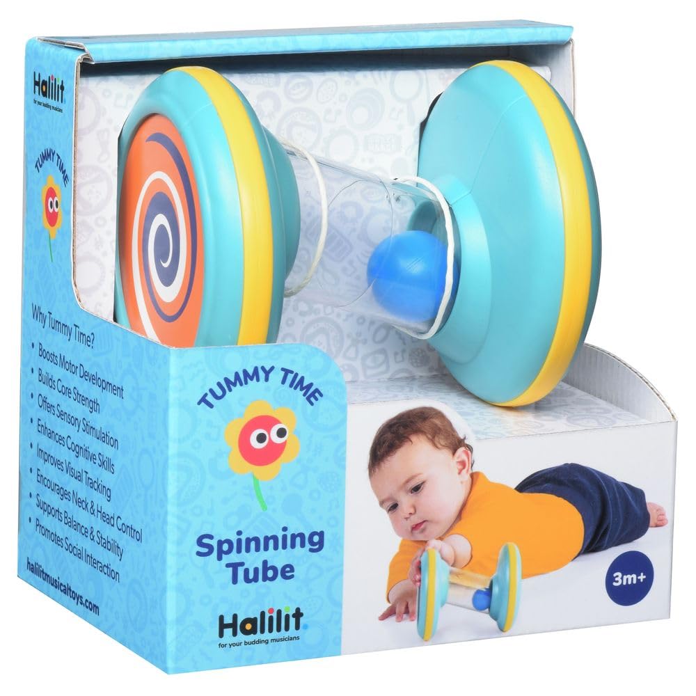 Halilit Baby Tummy-time Spinning Tube. Baby Sensory Toy. Gift Suitable for Baby Boys & Girls (Colours may vary)