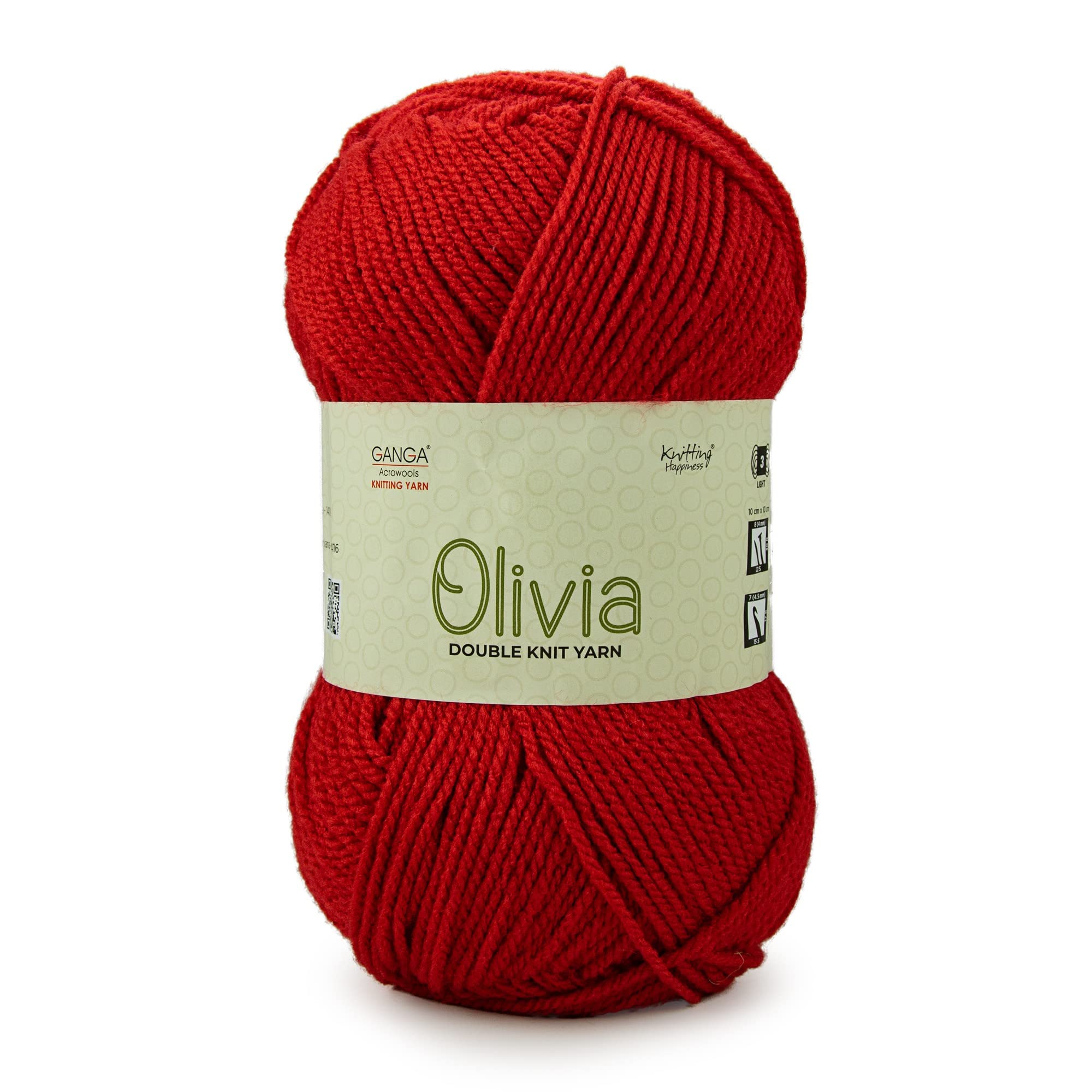 GANGA Acrylic Olivia Hand Knitting And Crochet Yarn (Red) (100Gms)