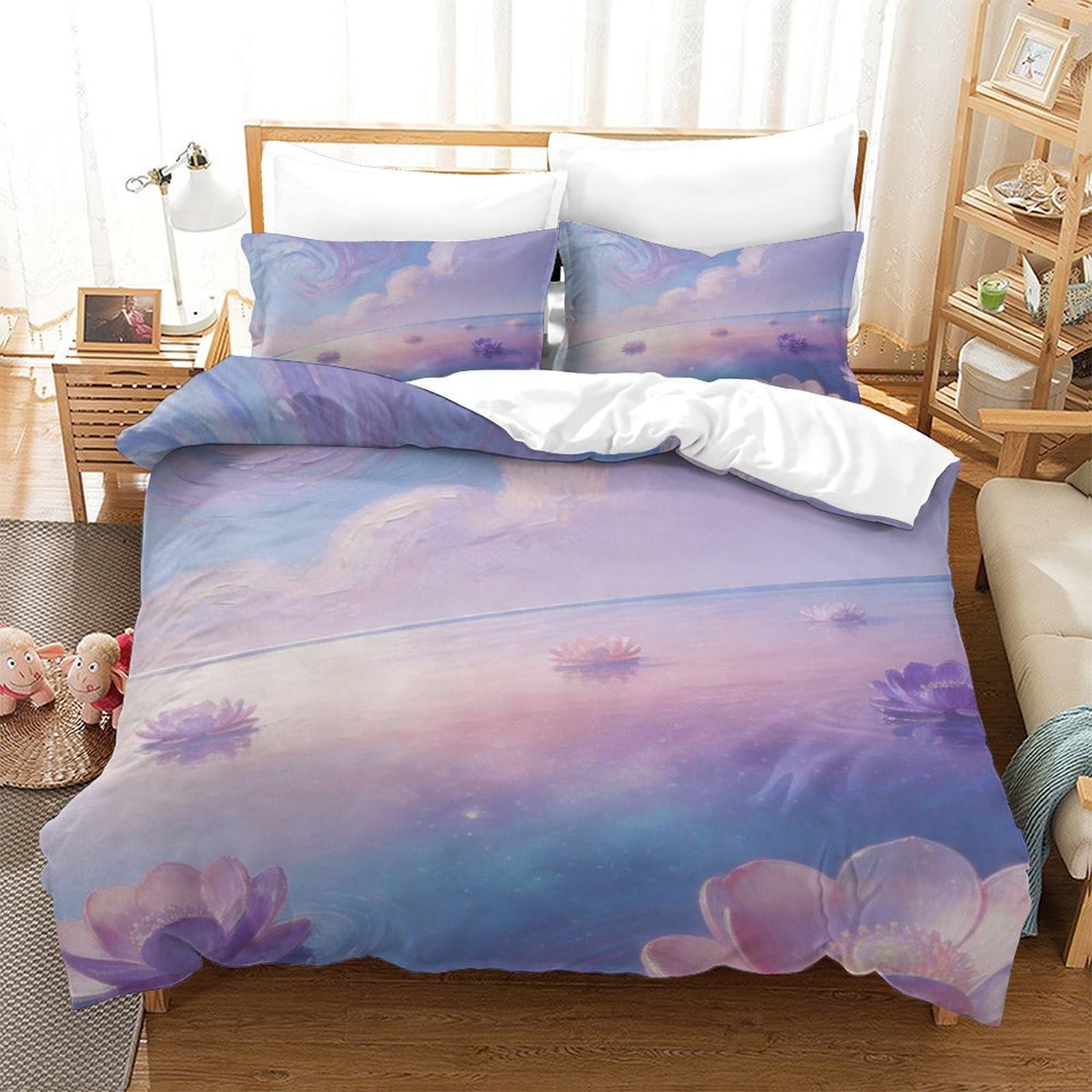 Parure housse de couette microfibre de qualité supérieure imprimé floral 140x200