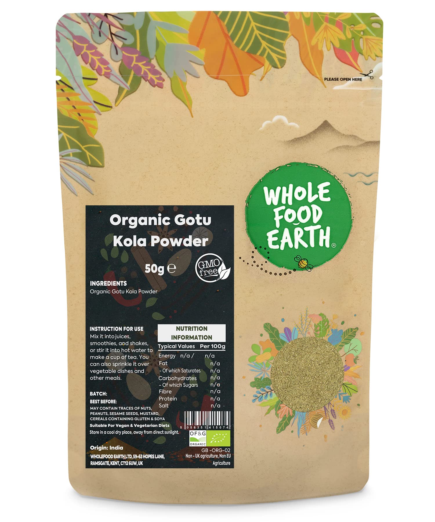 Wholefood Earth Organic Gotu Kola Powder - 50 g