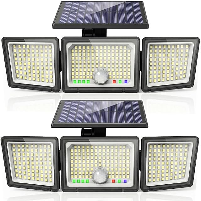 CLAONER Solar Lights Outdoor, Upgraded 286 LED Motion Sensor Security Light with 360° Wide Lighting Angle, Easy to Install, IP65 Waterproof Durable Solar Powered Flood Lights for Outside 2 Pack