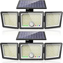 CLAONER Solar Lights Outdoor, Upgraded 286 LED Motion Sensor Security Light with 360° Wide Lighting Angle, Easy to Install, IP65 Waterproof Durable Solar Powered Flood Lights for Outside 2 Pack