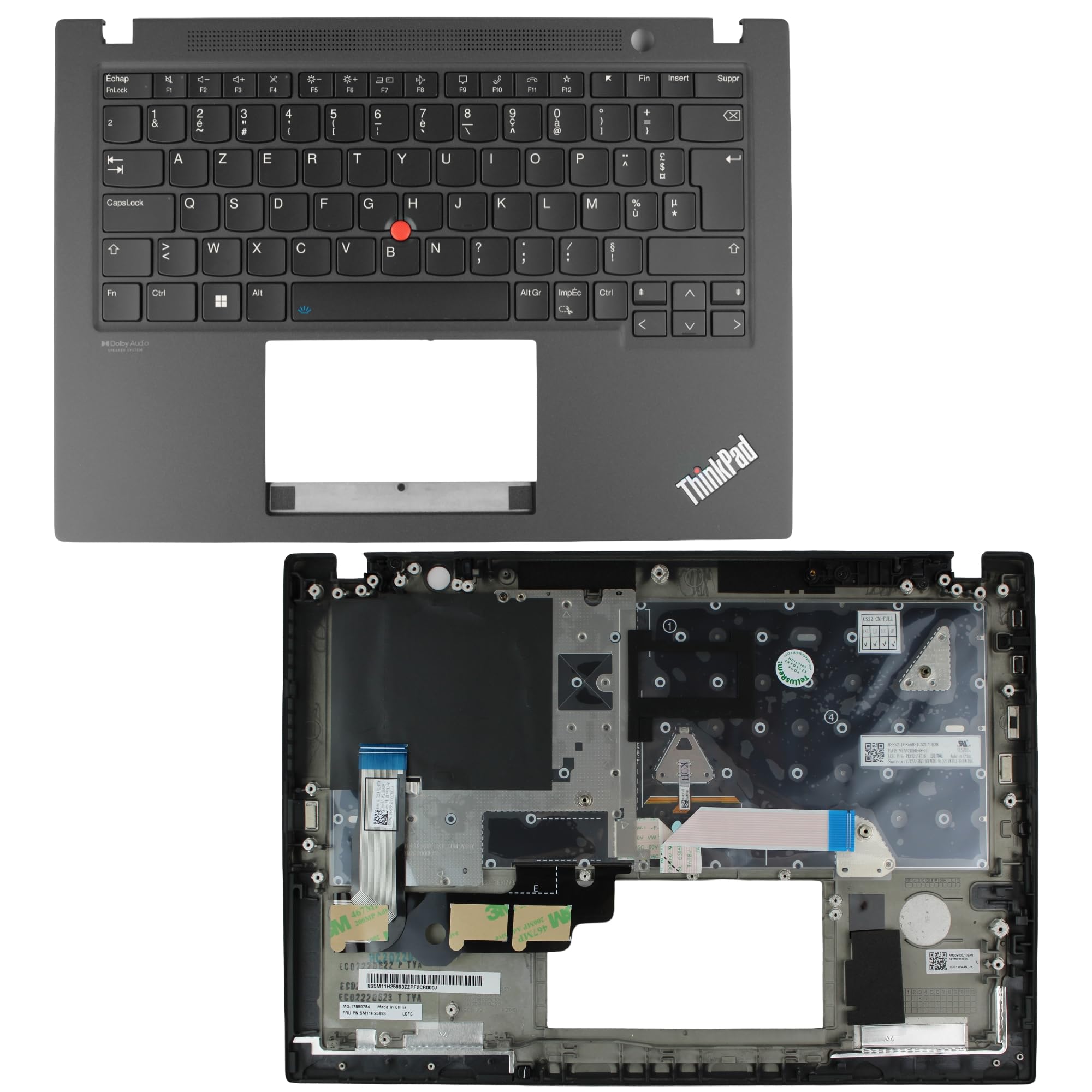 Ersatz-Tastatur kompatibel mit Lenovo ThinkPad T14s Gen 3, Gen 4 - Deutsches QWERTZ-Layout, beleuchtet, TrackPoint