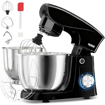 YASHE Food Processor 1500 W, Powerful Kneading Machine with 4.5 + 5 L Stainless Steel Bowls, 10+P Speeds, Tilt Head, Dough Ho