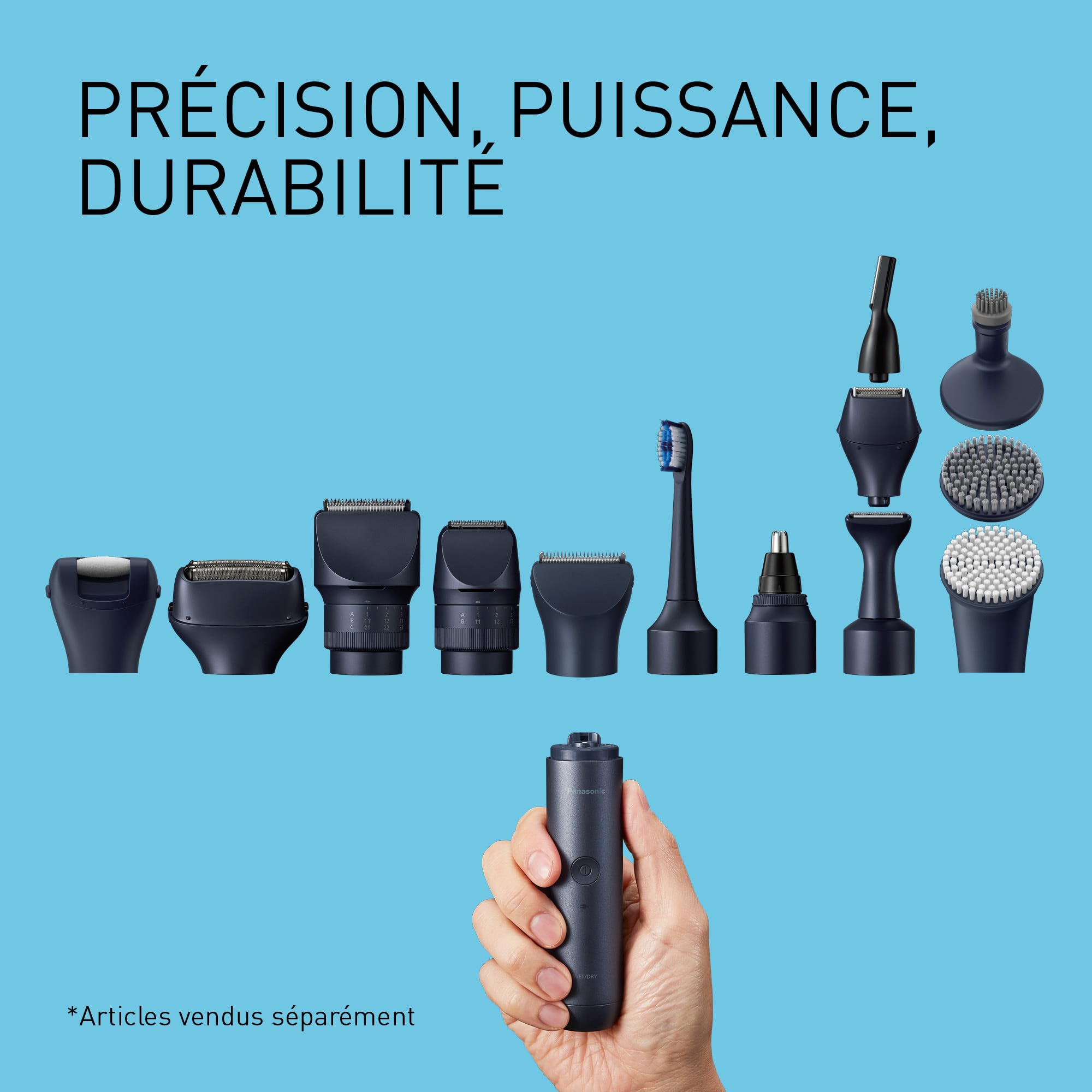 Panasonic ER-CHC1-A301 MULTISHAPE (Système Modulaire de Soins Personnels) Accessoire Tête de Tondeuse à Cheveux avec lames professionnelles, 15 Réglages de Longueur, 4 Peignes, Noir