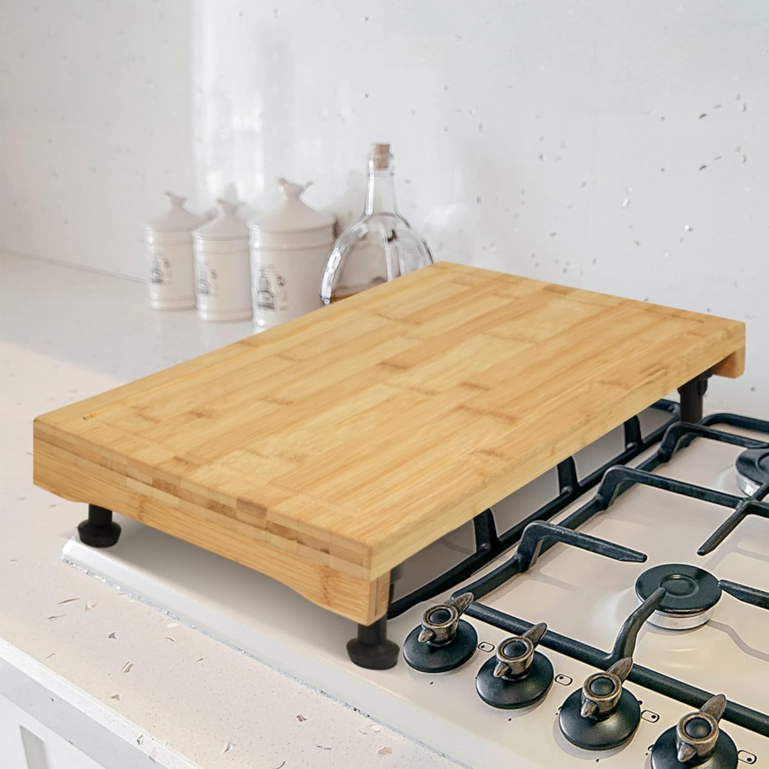 GOBAM Bamboo Stovetop Cover Cutting Board with Adjustable