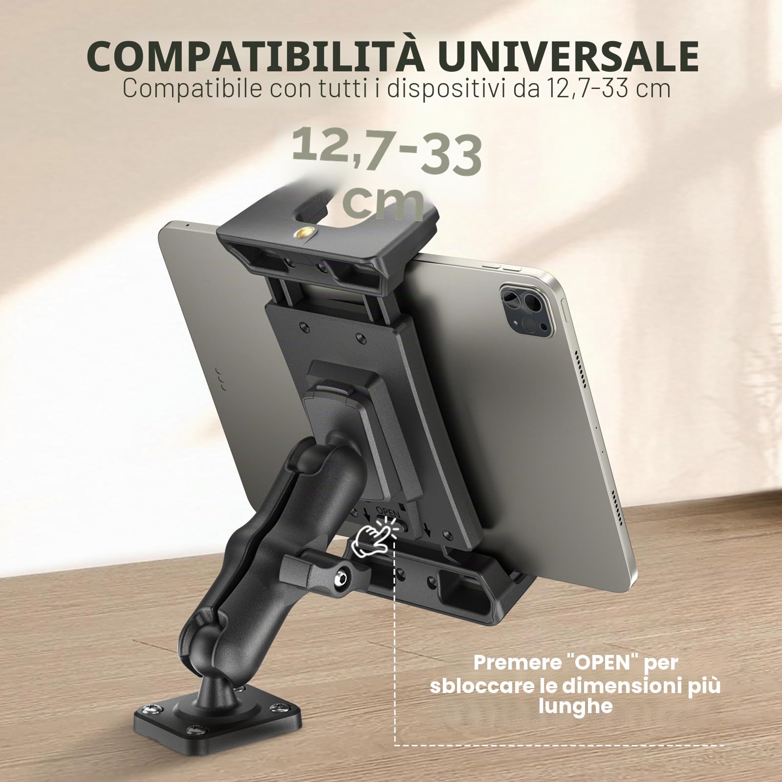 OHLPRO Supporto per Tablet da Auto Base per Trapano Resistente, Compatibile con iPad Samsung, Tablet e Telefono, Supporto per Tablet da Auto per Camion/Veicoli Commerciali/Desktop/Parete, ecc.