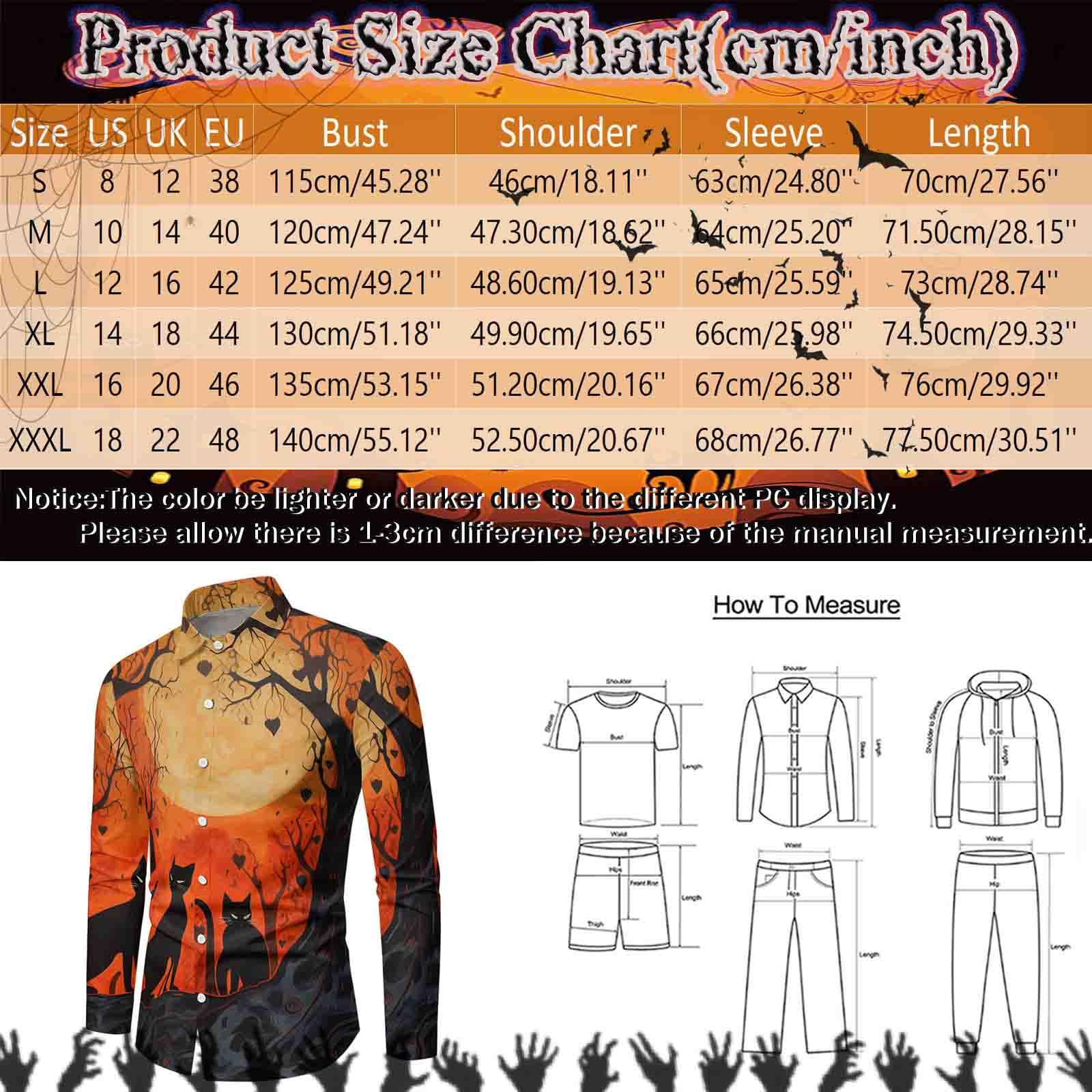 Chemise d'Halloween pour homme avec empreinte de main de sang personnalisable à manches longues boutonnée