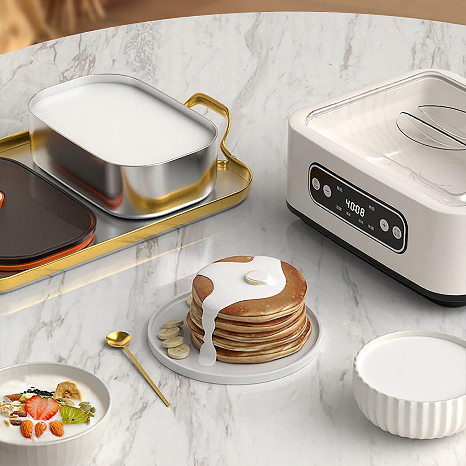 máquina para Hacer Yogur, Capacidad de 1600 ml, Tiempo Ajustable, fácil Limpiar