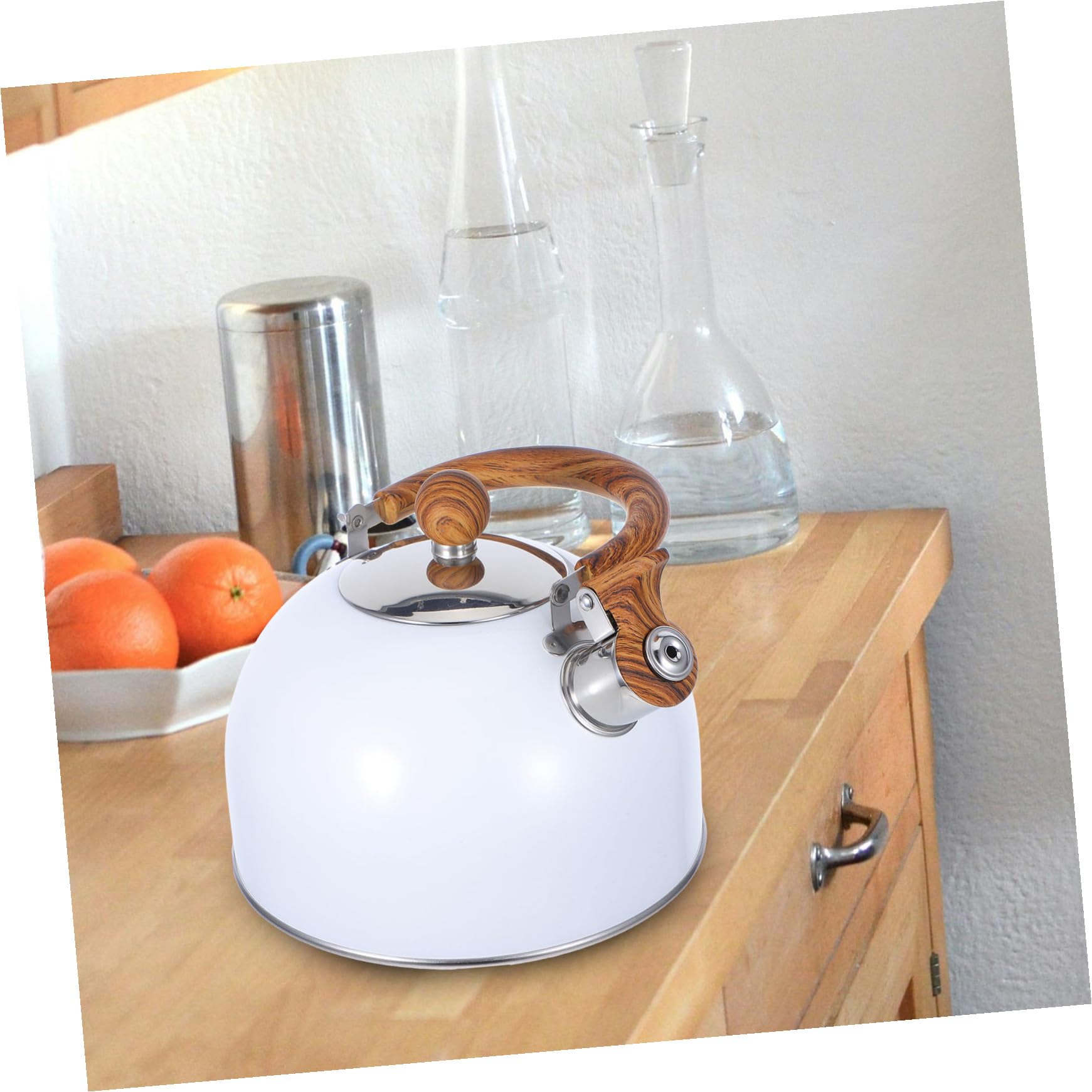 Bollitore a Fischio Bianco 2, 5l in Acciaio Inox per Cucina