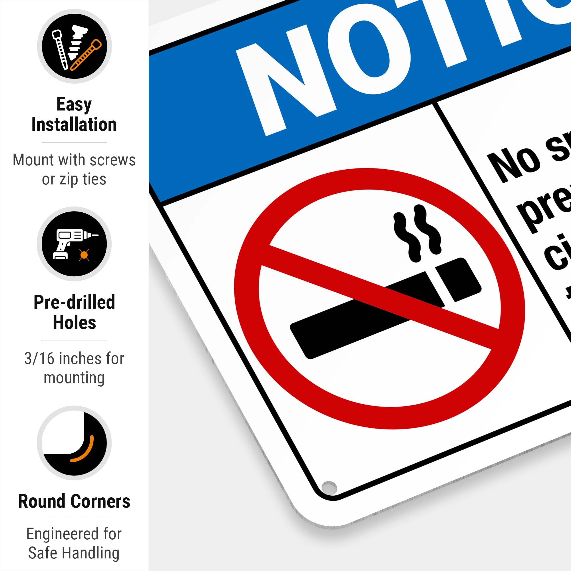 No Smoking On Premises Or Throwing Cigarette Butts in Trash Sign, ANSI  Notice Sign, 10x7 Inches, Rust Free .040 Aluminum, Fade Resistant,  Indoor/Outdoor Use, Made in USA: Amazon.com: Industrial & Scientific