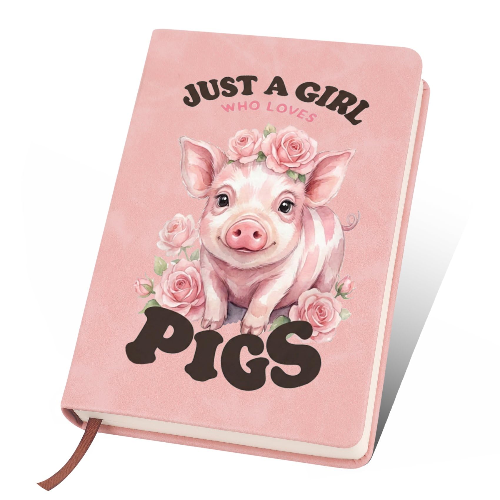 zwtkuavs Pig A5 Lined Journal Notebook, 200 Pages Soft Leather Notebook with Ruled Paper for Writing Note Taking Journaling Office School Home Use Lightweight Portable, Pink