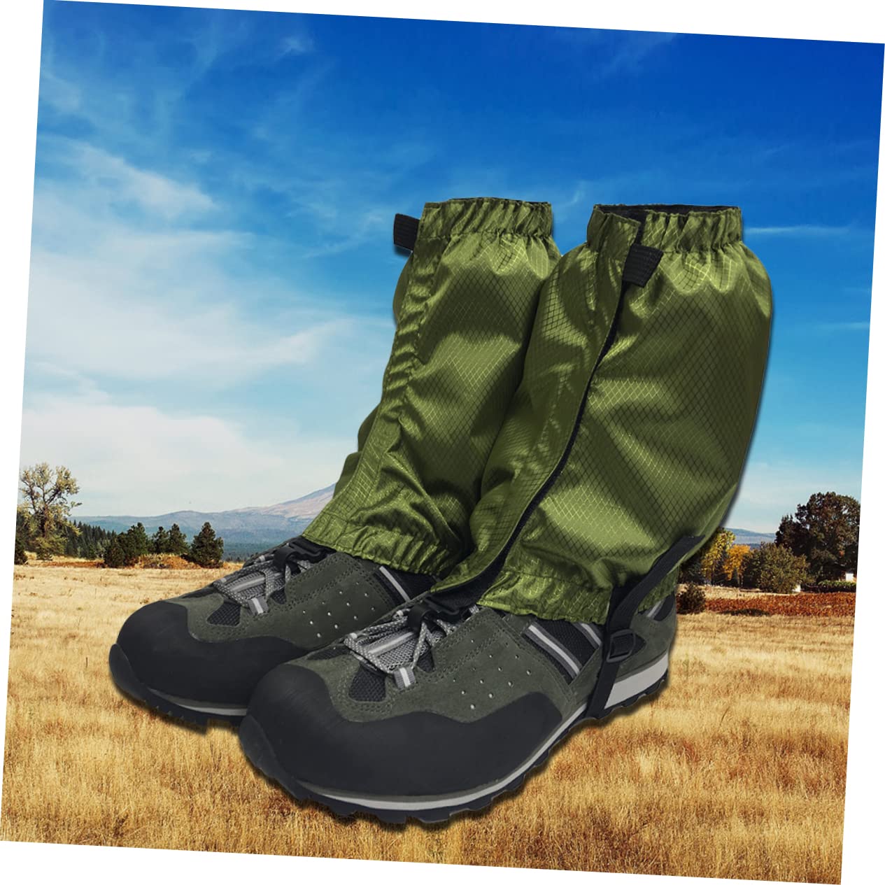 KOMBIUDA 3paia Ghette Ankle Impermeabili Regolabili per Escursionismo e attività Outdoor Ghette Leggere Traspirante per Neve e Pioggia Verde Scuro