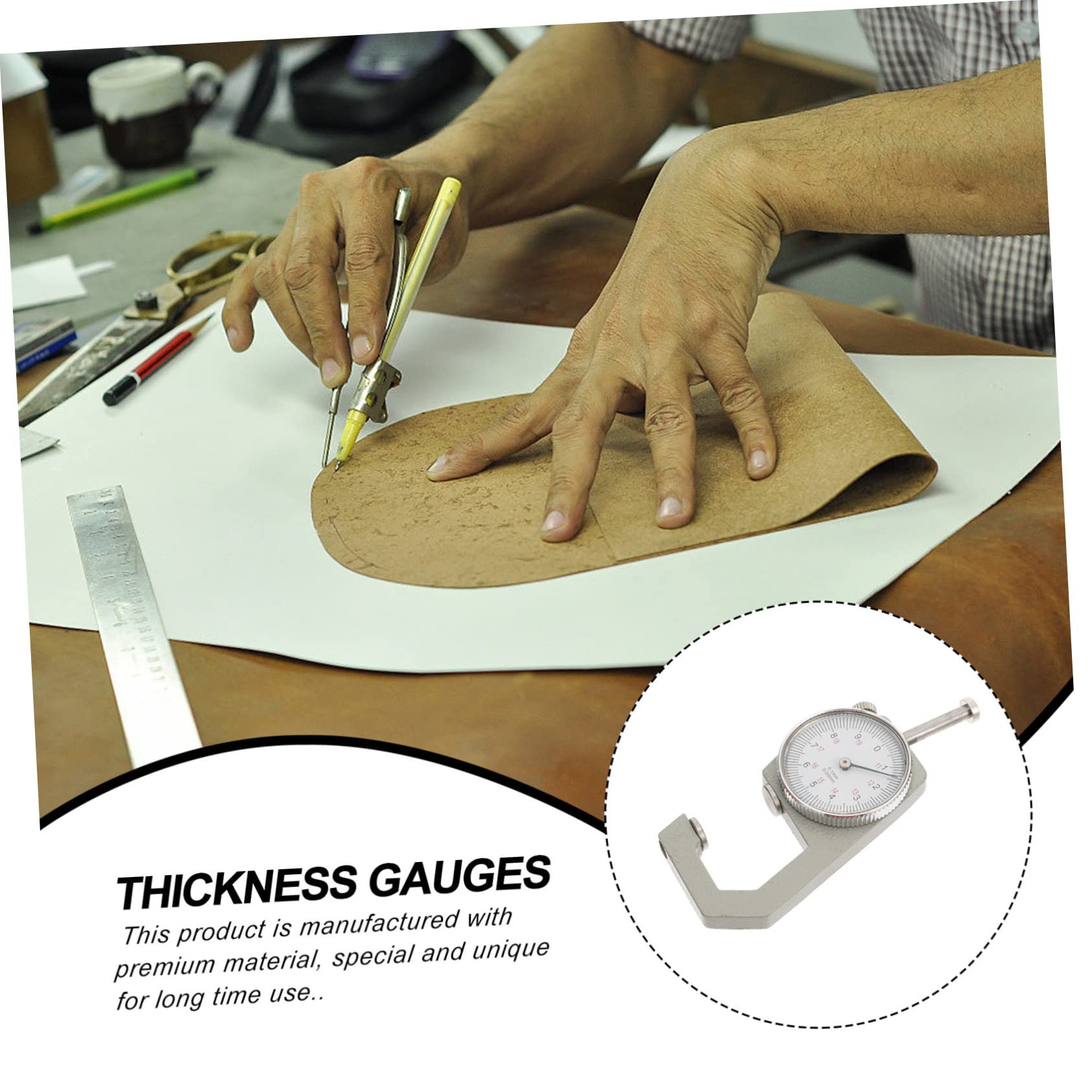 Veemoon Dopting Material Leather Thickness Gauge Measuring Thickness Tool Easy to Use 1pc