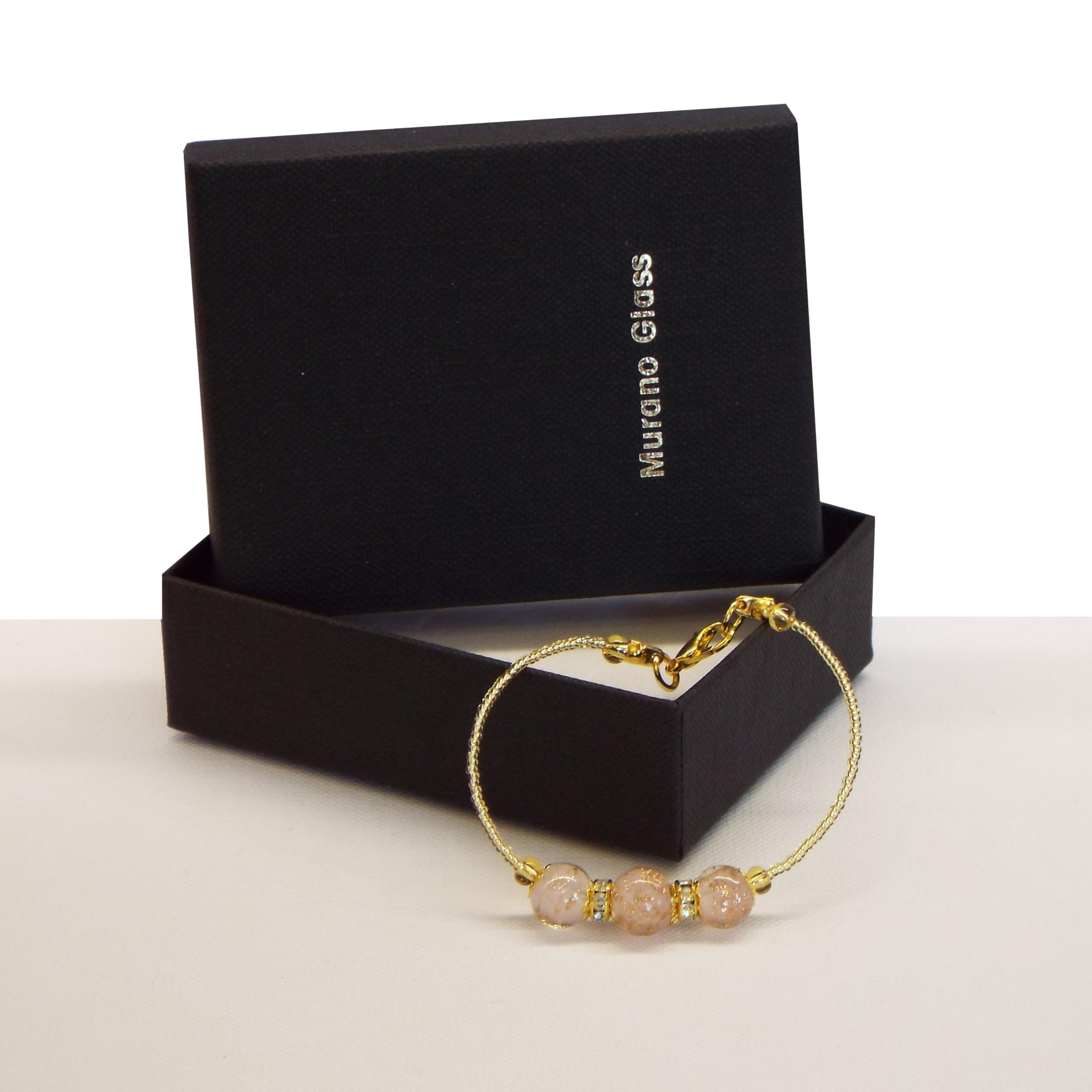 Sospiri Venezia - Bracciale da Donna con 3 Perle di Vetro Murano, Braccialetto Originale, Gioiello Ideale per Regalo, Made in Italy con Certificato