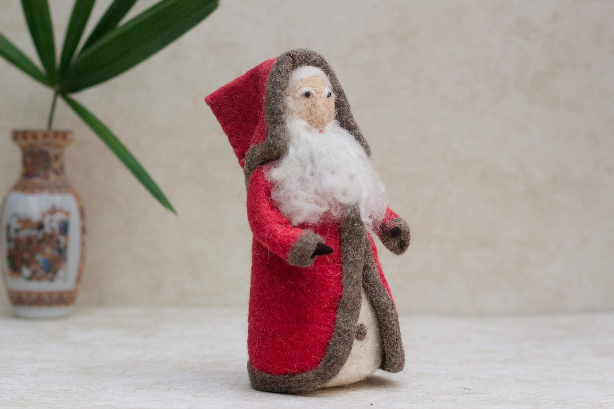 De Kulture Ornamento Babbo natale in Feltro di Lana Fatto a Mano, Decorazione Natalizia per Casa 4X4X8.5 cm