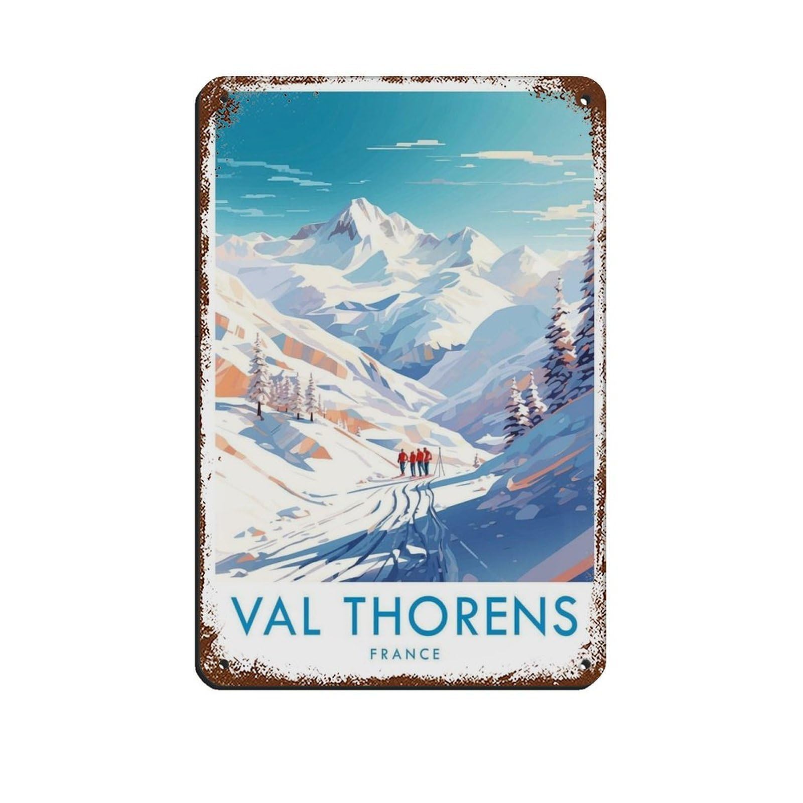 Val Thorens Travel Poster, France, Travel Decor Tin Sign Vintage Metal Pub Club Cafe Bar Home Wall Art Decoration Poster Retro 8x12inch(20x30cm)