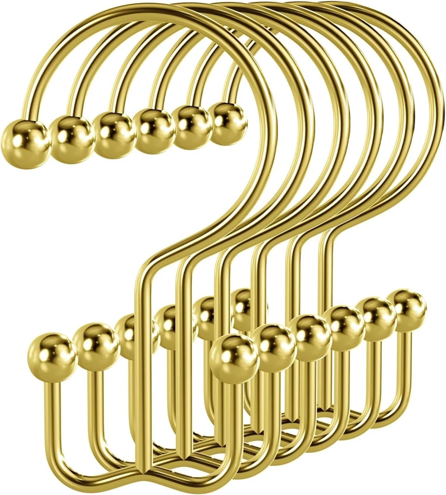 Shower Curtain Hooks 12pcs Shower Curtain Hooks Nickel Rings For Bathroom Rod For the bathroom(A Gold)