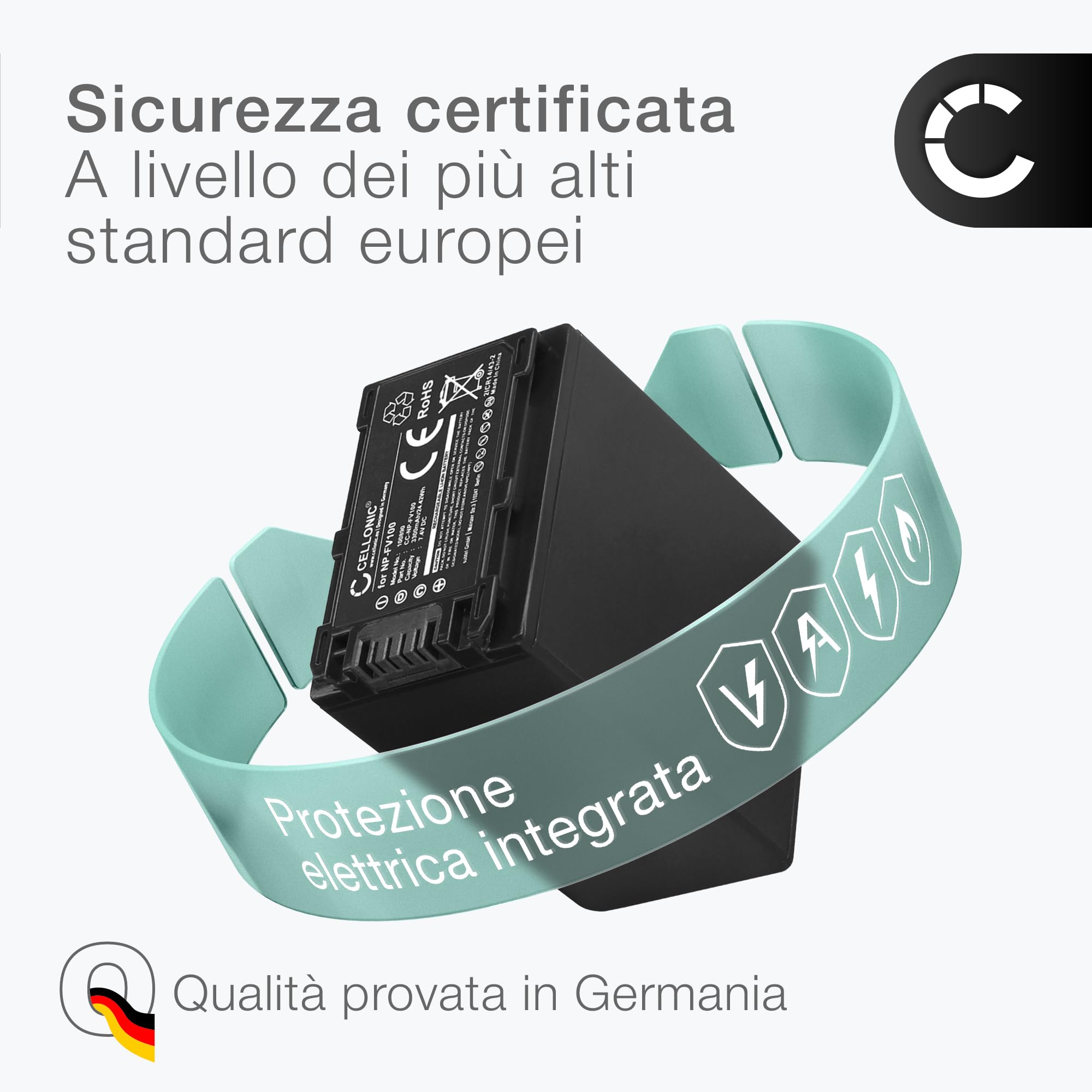 CELLONIC 1x Batteria per Fotocamera Compatibile con Sony FDR-AX33, HDR-CX250, HDR-CX270, NP-FV70 – (3300mAh, 7.4V)
