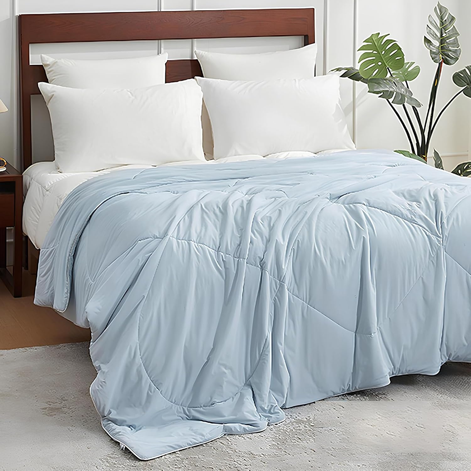 Cooling Comforter King Size for Hot Sleepers, Ice Feeling Summer Cool Blanket, Blue Ice Blanket for King Size Bed, Breathable Soft Lightweight Silk Smooth(Blue1,Twin(60"*90"))