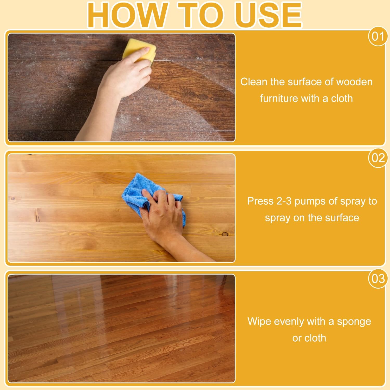 2PCS Beeswax Wood Polish Spray, 2026 New Bees Wax Furniture Polish and Cleaner, Multi-Purpose Beeswax Floor Spray, Restores Shine Removes Scratches, For Kitchen, Furnishings and Wooden Floors image 4