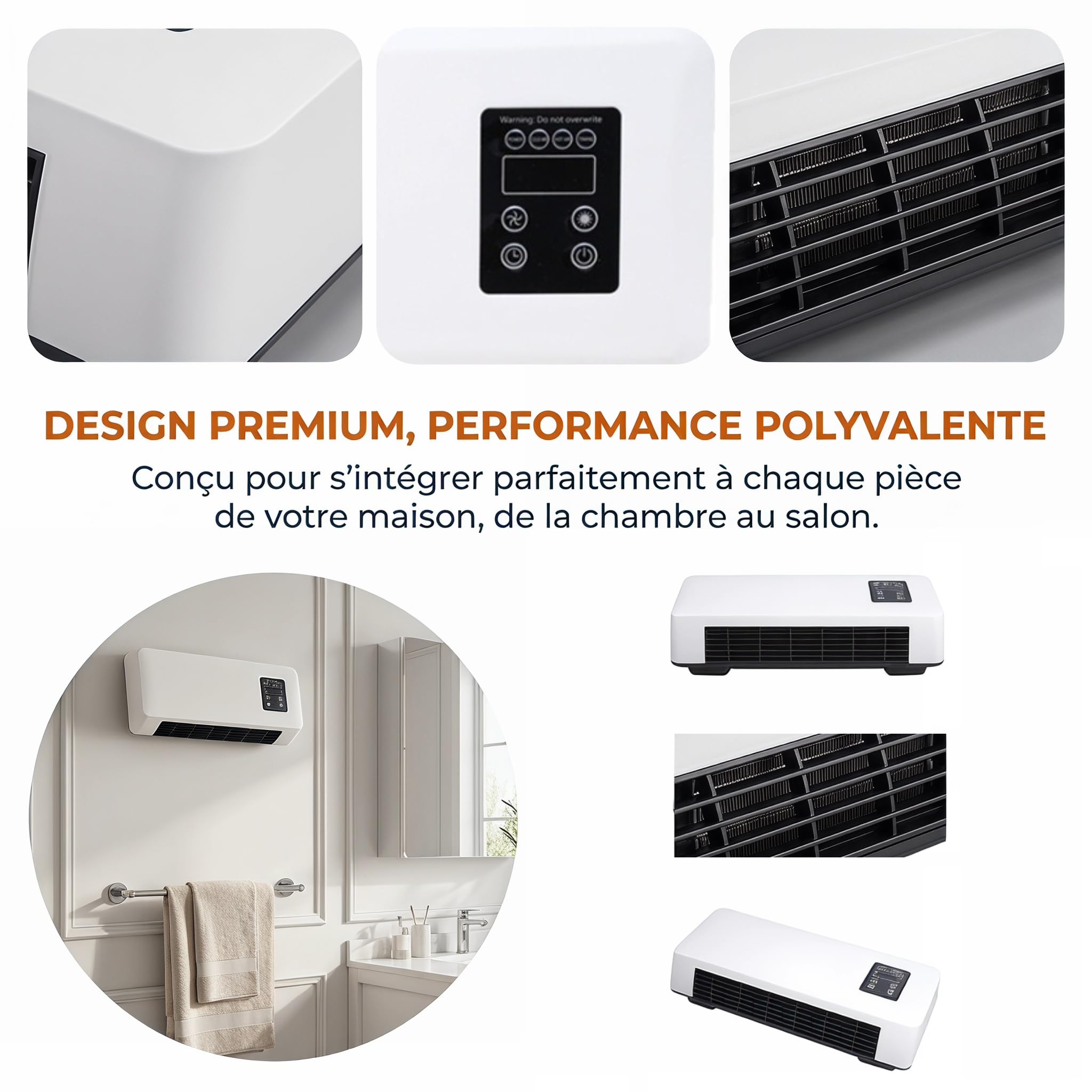 Mini Climatiseur Mural, Climatiseur Portable avec Télécommande, Minuterie 8 Heures, Système de Climatisation Split, Système de Chauffage, pour Chambre à Coucher et Bureau