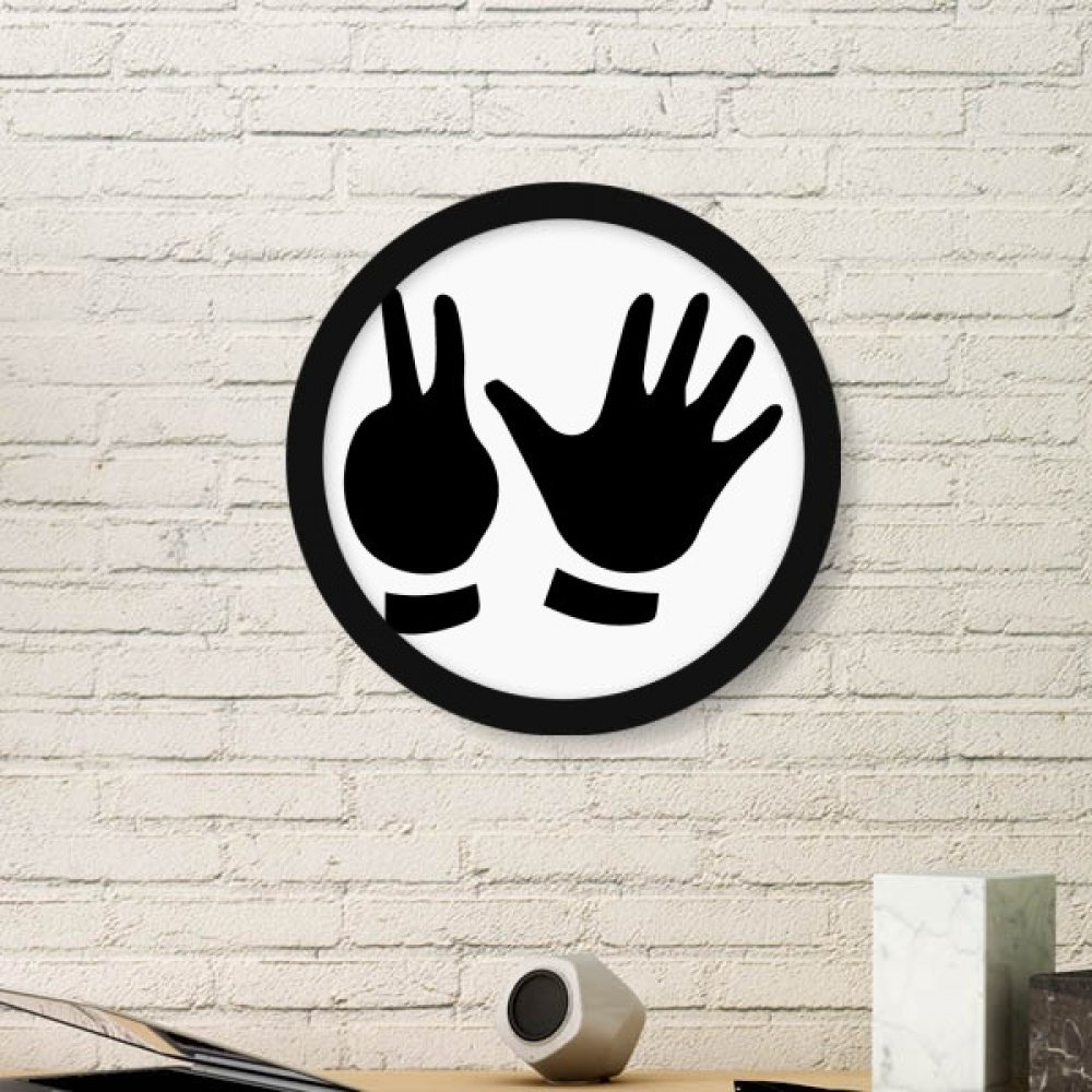 Cadre photo ronde en bois noir petit format avec dessin silhouette de mains art