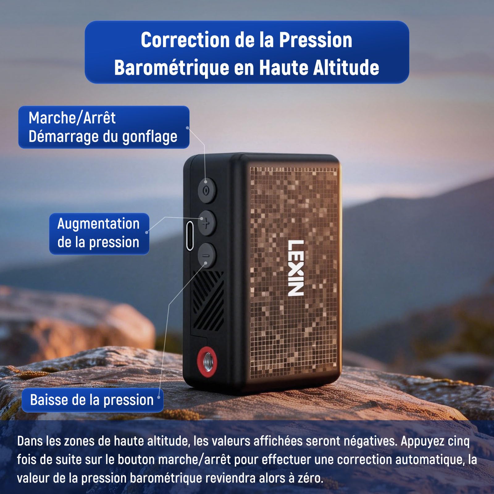 LEXIN P2 Mini Pompe à Vélo, Compresseur d'air Portatif 130PSI, Gonfleur Électrique de Pneus sans Fil avec l'Écran LCD, Portable, Légère， Puissance 700mAh, Pompe de Pneu pour Vélo/Moto/Balle/Scooter