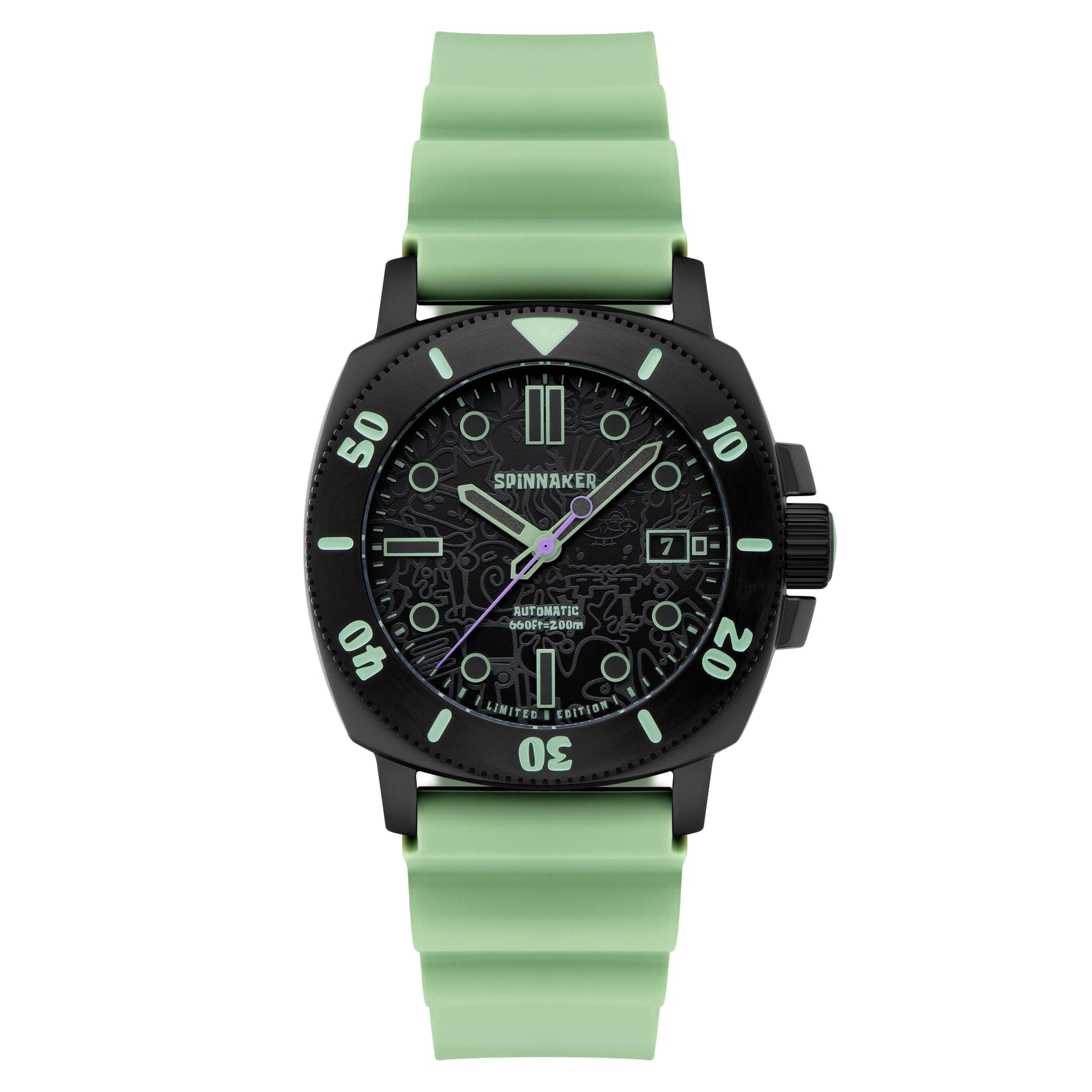 Spinnaker Hull Diver Automatic watch with green silicone strap