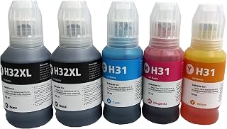 B-T Compatible Ink Bottles Replacement for HP 32XL 1VV24AE HP 31 1VU26AE 1VU27AE 1VU28AE Work with HP Smart Tank 455 457 510 513 516 519 HP Smart Tank Plus 555 570 655 559 (5 Pack)