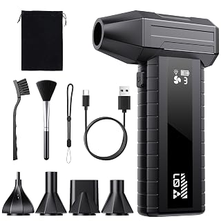 Druckluftspray Alternative, Elektrischer Air Duster mit 200.000 U/min Turbo Gebläse, 10500 mAh Akku Gebläse für PC Reinigung & Tastatur Reinigungsset, LED-Licht, Smart-Display, USB-C - Amazon product rated Grade A