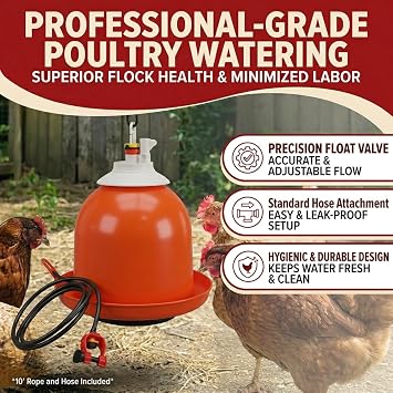 FarmTek Bell-Matic Automatic Poultry Waterer Gravity Feed Drinker | Automatic Gravity Flow System, Heavy-Duty Construction, Consistent Water Supply, Ideal for Poultry & Game Birds