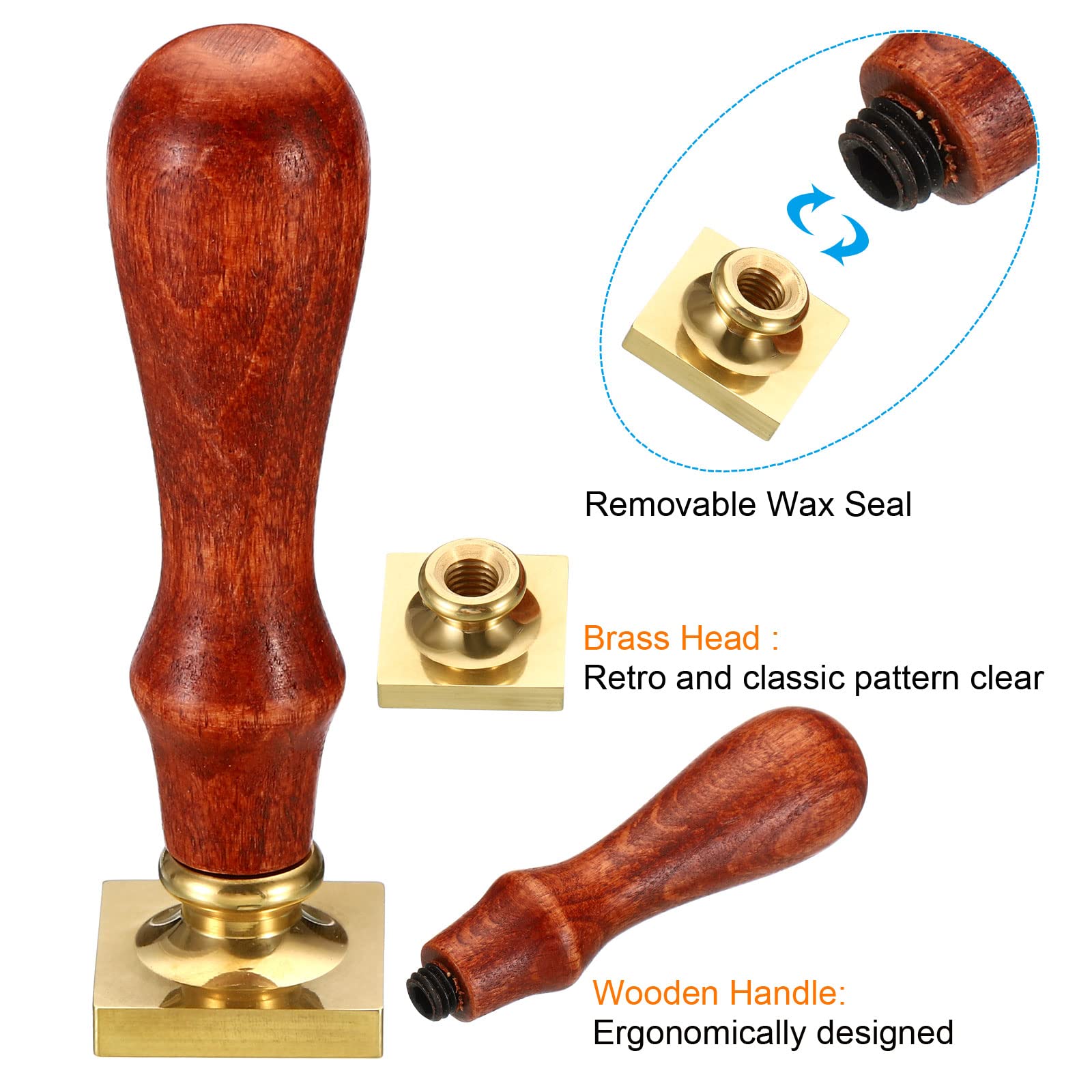 PATIKIL 25mm Square Blank Wax Seal Stamp - Image 3