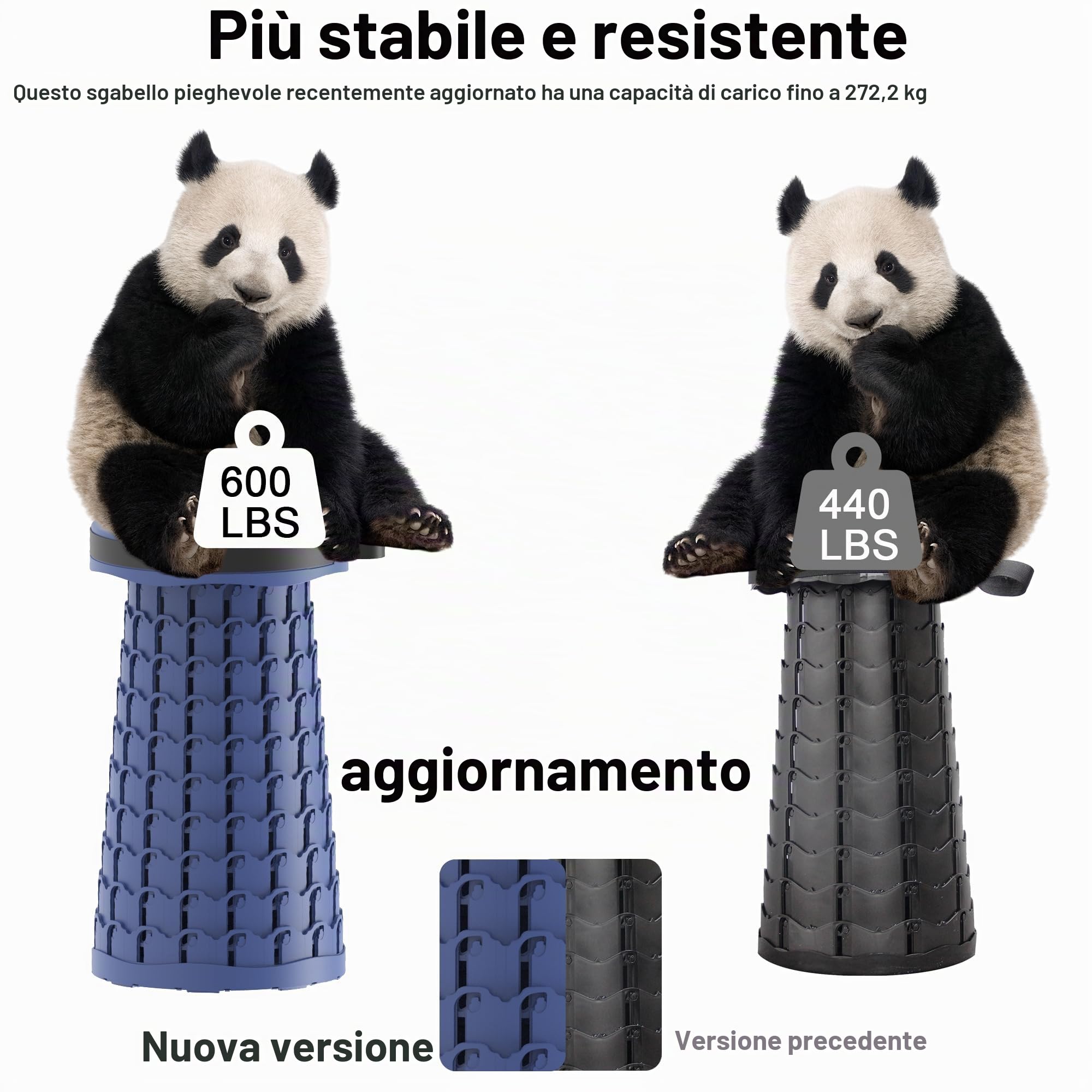 2025 Sgabello Pieghevole Portatile Pieghevole,Pieghevole,Telescopico Retrattile,Sgabello Regolabile per Adulti,per Pesca,BBQ,Giardinaggio,Viaggi, Barbecue,Carico massimo 200 kg con Moschettone
