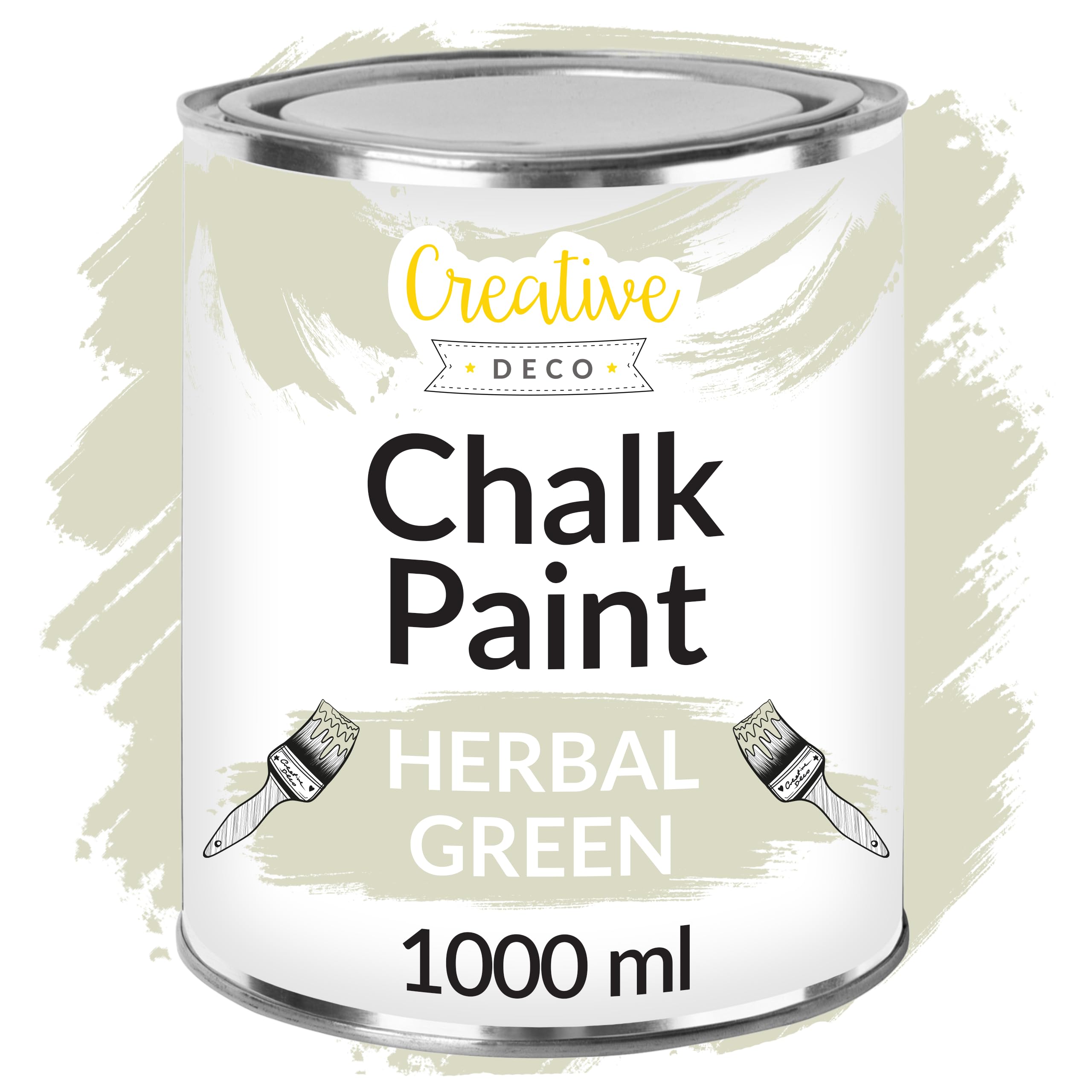 Creative Deco Herbal Green Chalk Paint for Furniture | 1L | Sage Green Light Green Matte & Chalky Finish | Smooth Touch for Interiors | Quick Dry | Muted Green Furniture Paint Wood Paint Renovation