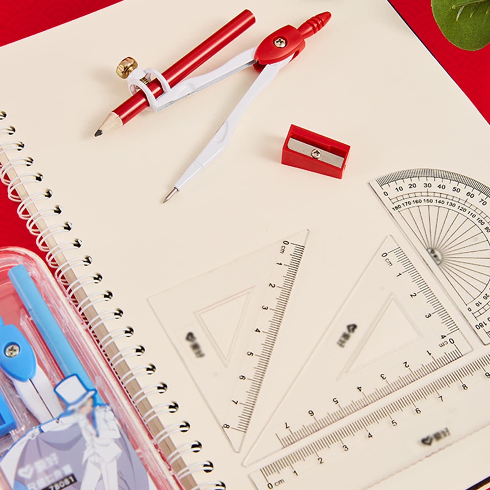 SwePer Professionelles Kompass-Geometrie-Set Mathe-Werkzeug-Set mit Zirkel, Winkelmesser, Bleistift, Radiergummi, Dreieck, Mathe-Set mit Aufbewahrungsbox for Zeichnen, Messwerkzeug, Geometrie-Set