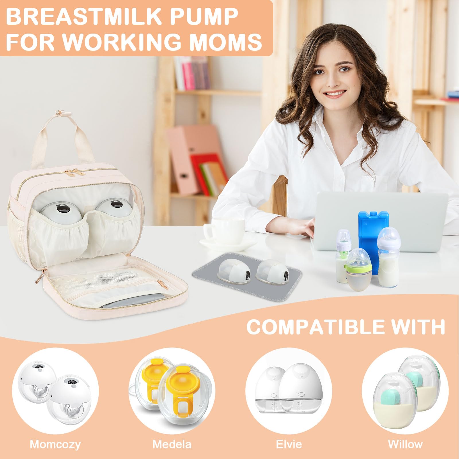 PIIOSER Bolsa aislada para biberones con bolsa de hielo, enfriador de leche materna compatible con extractores de leche y accesorios portátiles, lactancia materna sobre la marcha para madres lactantes