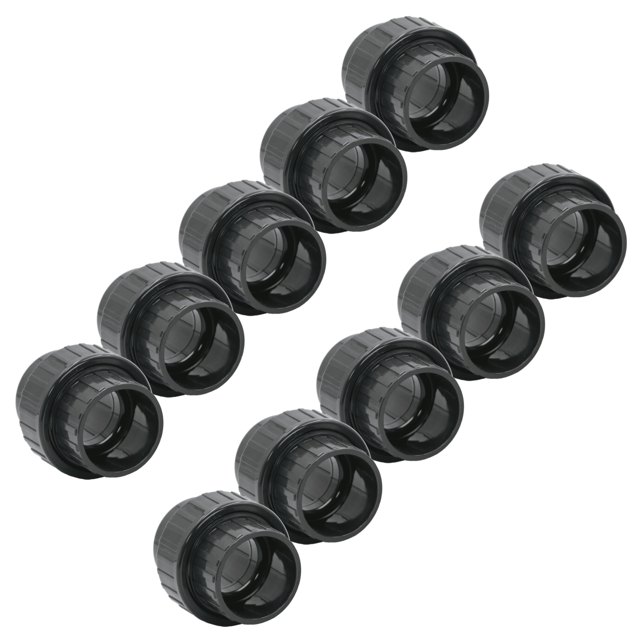HAF 10x PVC Fittings Verschraubung mit 50mm | Klebemuffe x Klebemuffe | Adapter aus grauem PVC-U | PN16 für PVC Rohr, Poolfitting, Schwimmbad, Poolverrohrung, Druckleitung, Rohrleitung & Teich