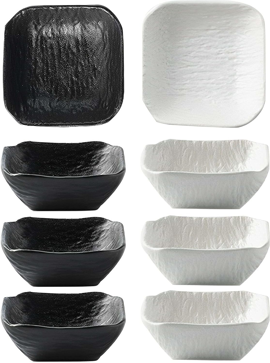 Tapas-Gerichte, Dessertschalen, Sojasaucen-Geschirr-Set, Dip-Schalen aus Keramik, Soßenschalen, Tapas-Schalen, Geschirr-Set mit Blumenmuster for Dessert, Snack-Schwarz-4er-Set ( Color : Multi , Size :