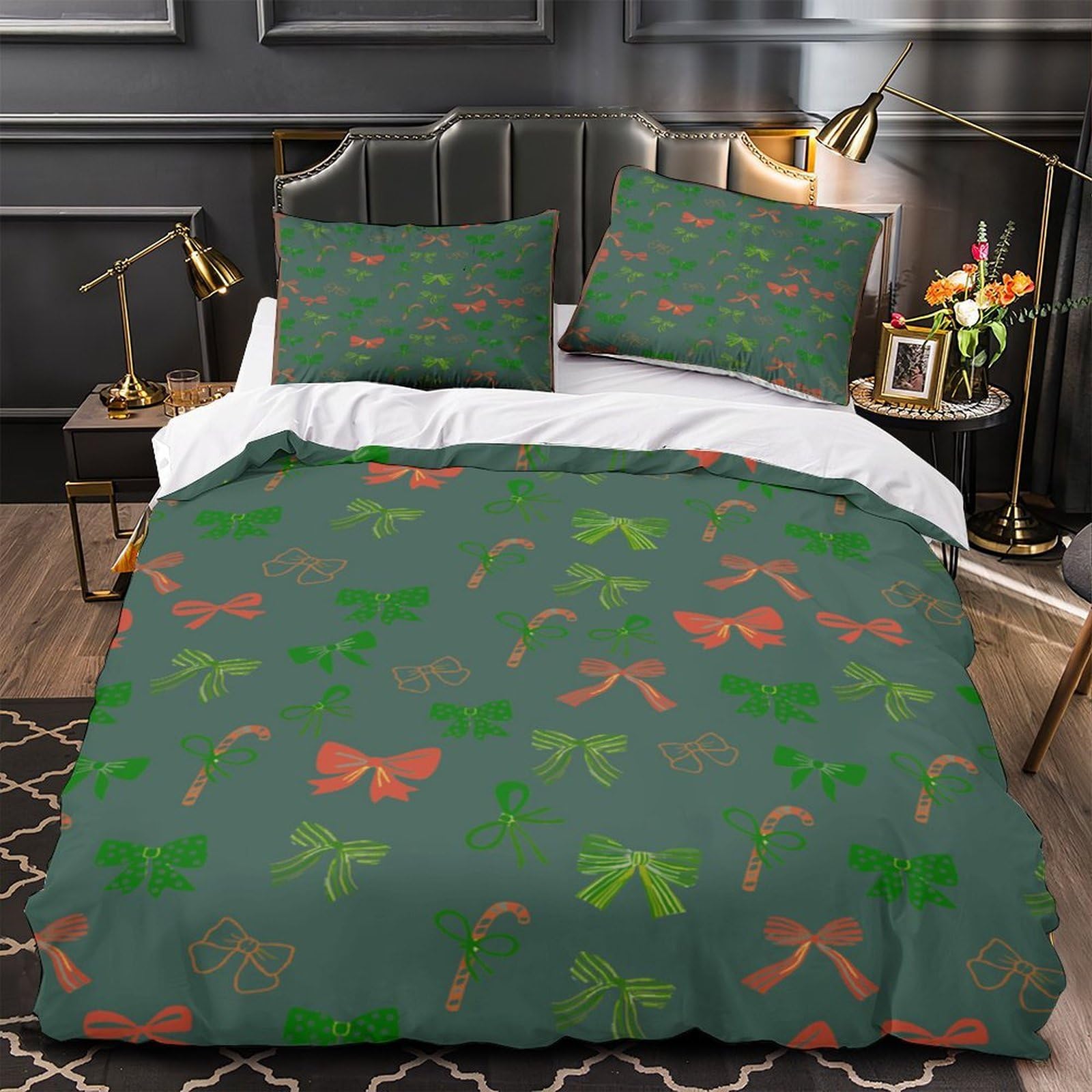 Housse de couette super douce et confortable avec imprimé village de Noël 3D en 220x240cm