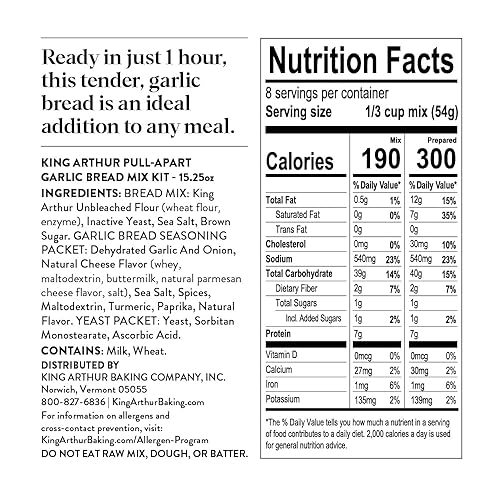 Miniatura 2 de King Arthur Baking Company - Kit de mezcla de pan de ajo extraíble de 15.25 onzas, mezcla para hornear, lista en 1 hora