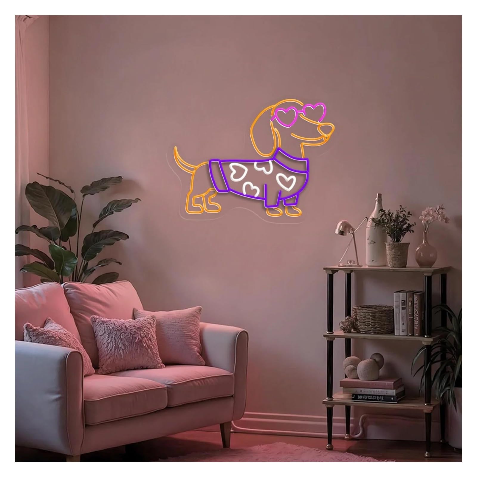 Scritta luminosa Insegna Al Neon Con Luce Dimmerabile A Forma Di Cane Bassotto Per Amanti Dei Negozi Di Animali, Decorazione Per La Stanza Dei Cani Per Mamma Di Cani 45x32cm
