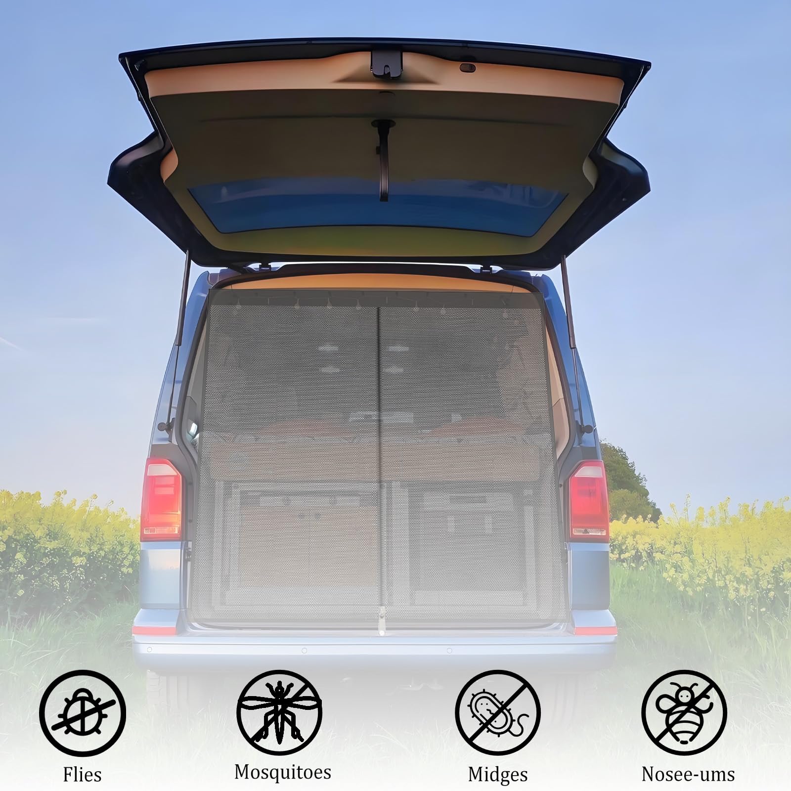 Zanzariera Magnetica Per Portellone Posteriore - Rete Anti-zanzare Per F-ord Transit Custom, Ideale Per Campeggio E Viaggi - Foto 8