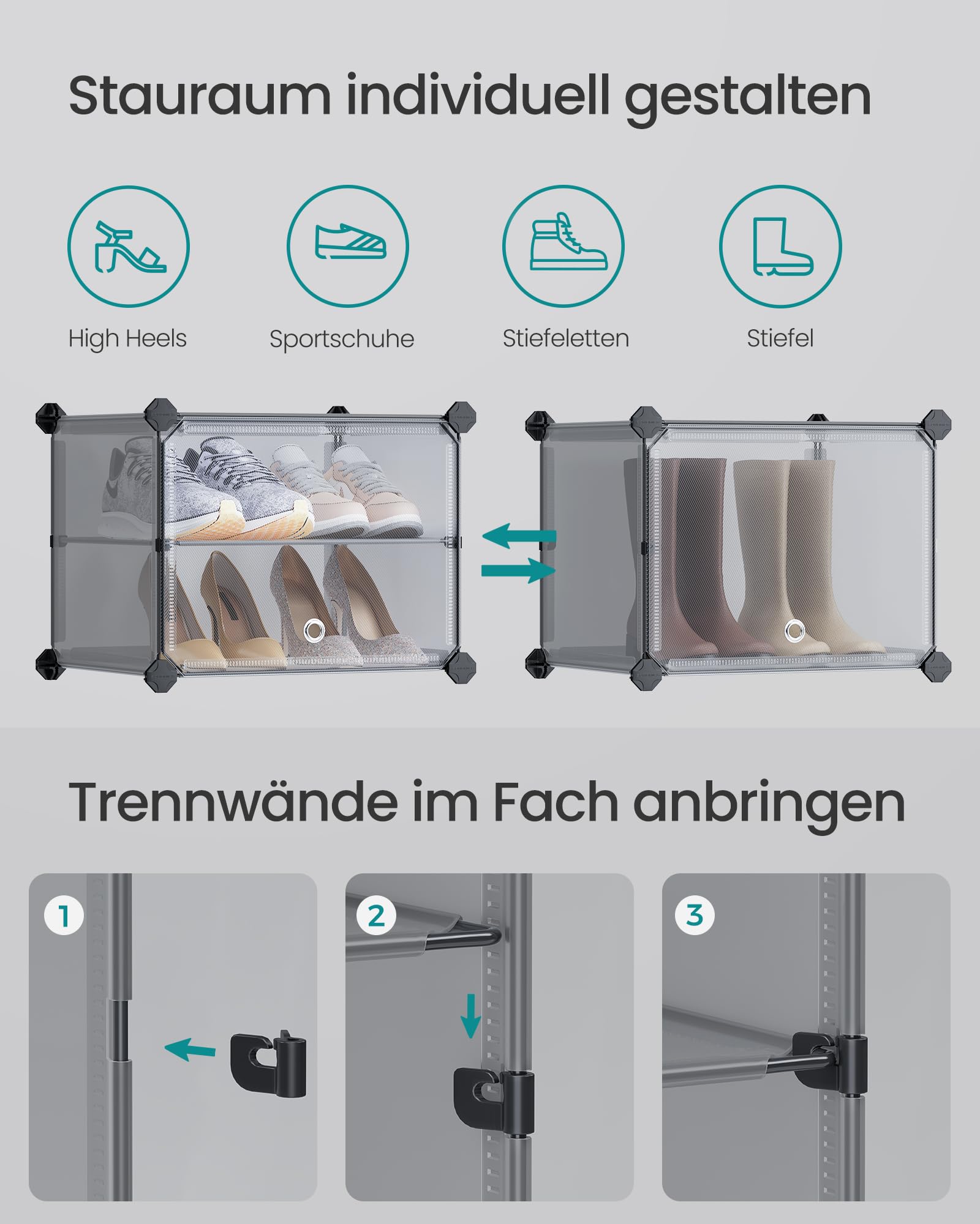 Schuhregal für 40 Paar – platzsparend & transparent