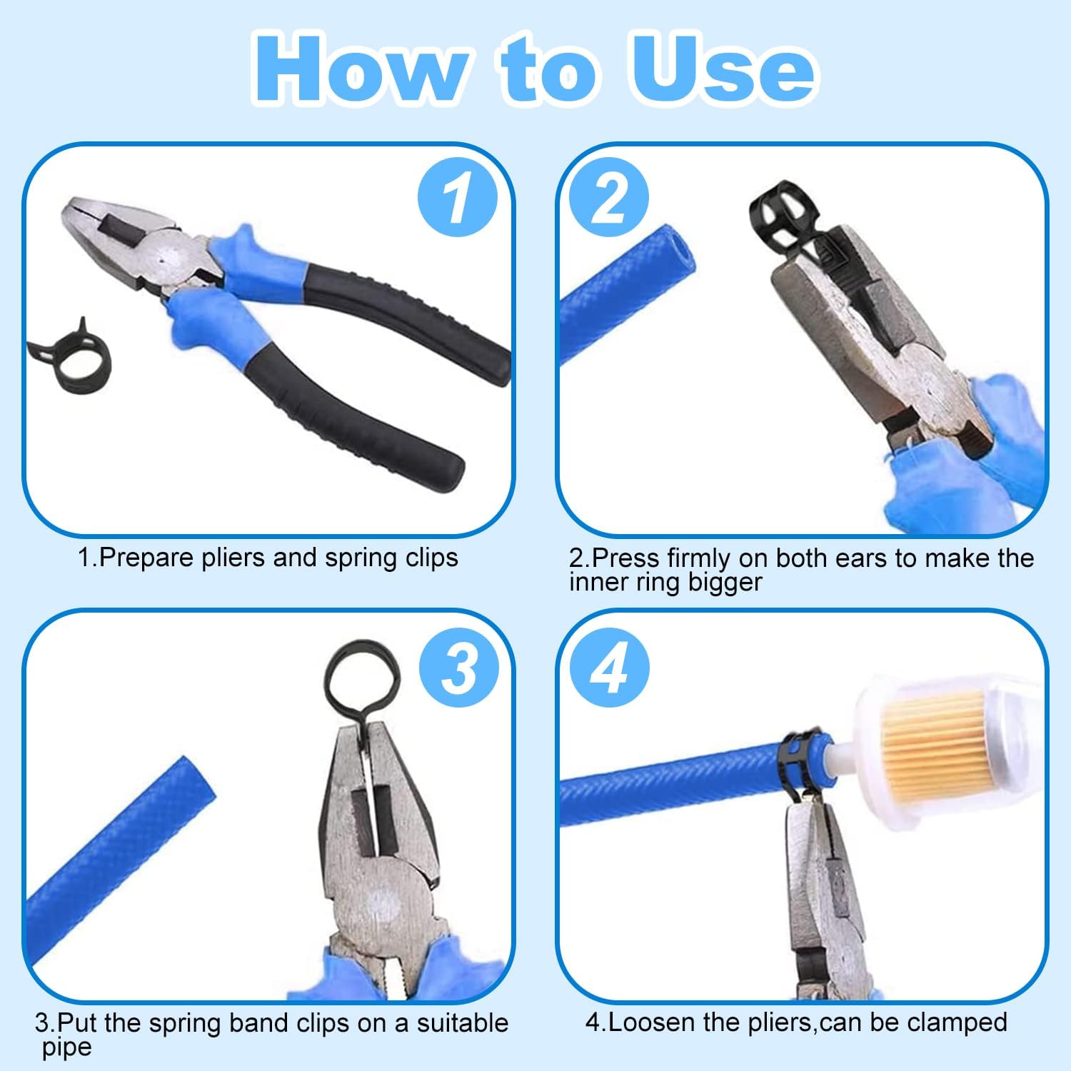 Steel Band Clamp 27mm(ID) Band Type Hose Spring Clips Clamp for Fuel Line Silicone Hose Tube Black Tone 20PCS