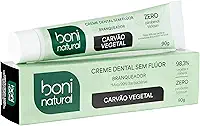 Creme Dental Boni Natural Carvão Ativado Branqueador Com Menta e Carvão Vegetal, Boni Natural, Preto