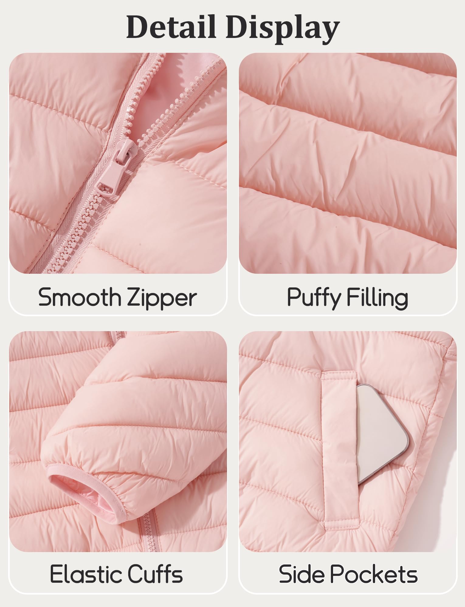 Maeau Kinder Mädchen Jungen Winterjacke Steppjacke Leicht Kleinkind Mäntel Kurz aus Daunenbaumwolle Jacke Gepolstert Warm Weich und Komfortabel, 1-12 Jahre/90-150cm