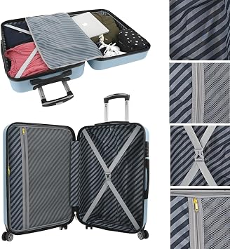 ITACA - Travel Suitcases Set Suitcases 4 Wheels - Travel Luggage Set - Lightweight Travel Suitcases Set Combination Lock, light blue, Casual