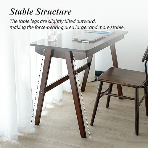 Miniatura 6 de Escritorio para computadora con cajones, escritorio de madera maciza, escritorios de oficina en casa modernos de mediados de siglo, mesa de estudio